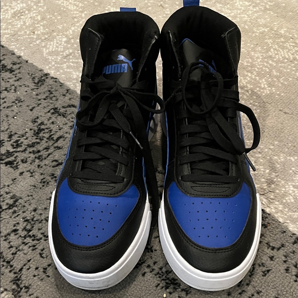 Puma Men’s High-Top Sneakers — Black, Blue & White